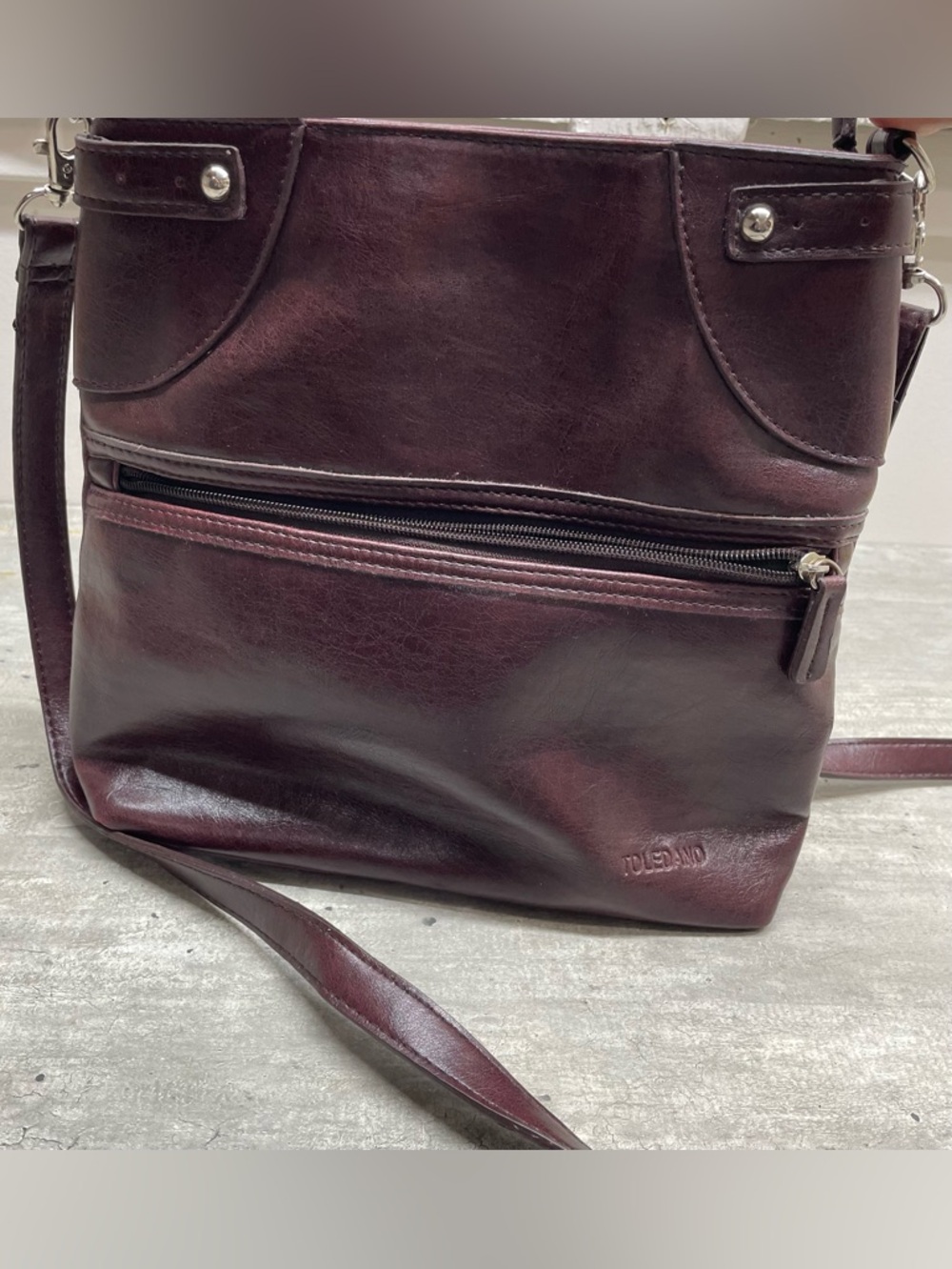 Toledano Crossbody Bag Womens Medium Leather Excellent Multi‎ Pocket Zip